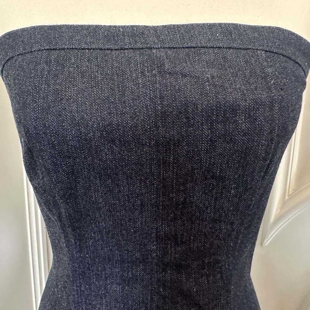 Y2K Strapless Cotton Denim Dress with Lace Up Detail on Thigh (Size Medium) - Picture 6 of 8